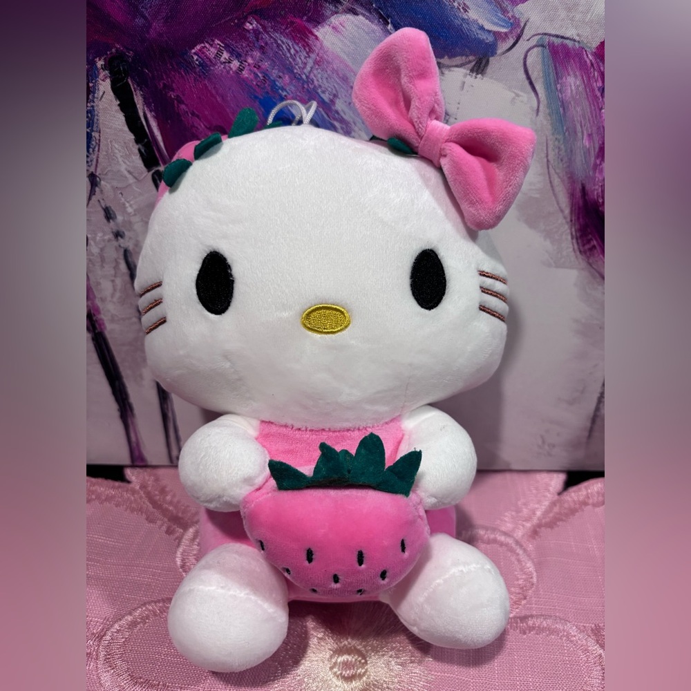 Cute White and Pink Plush Toy Hello Kitty 💗🍓
